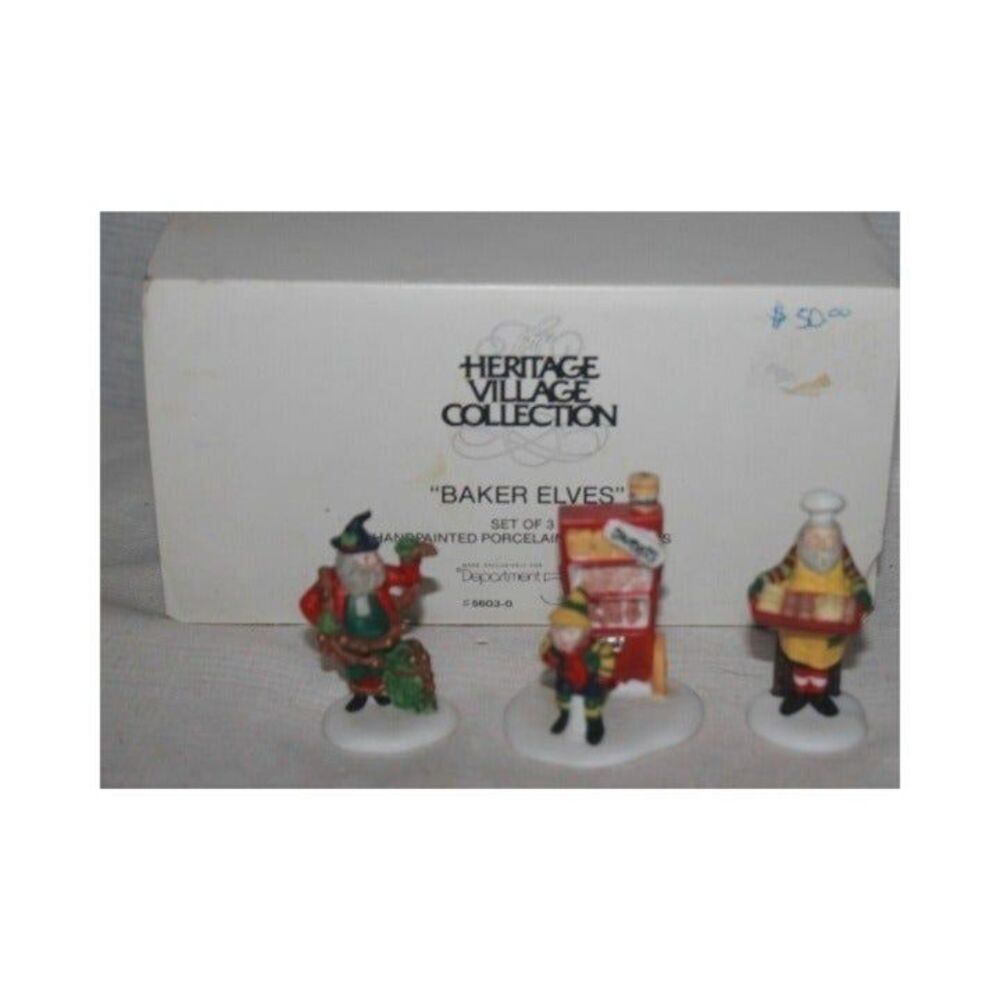Dept. 56 Heritage Christmas Village "Baker Elves" Set of 3 Figurines
